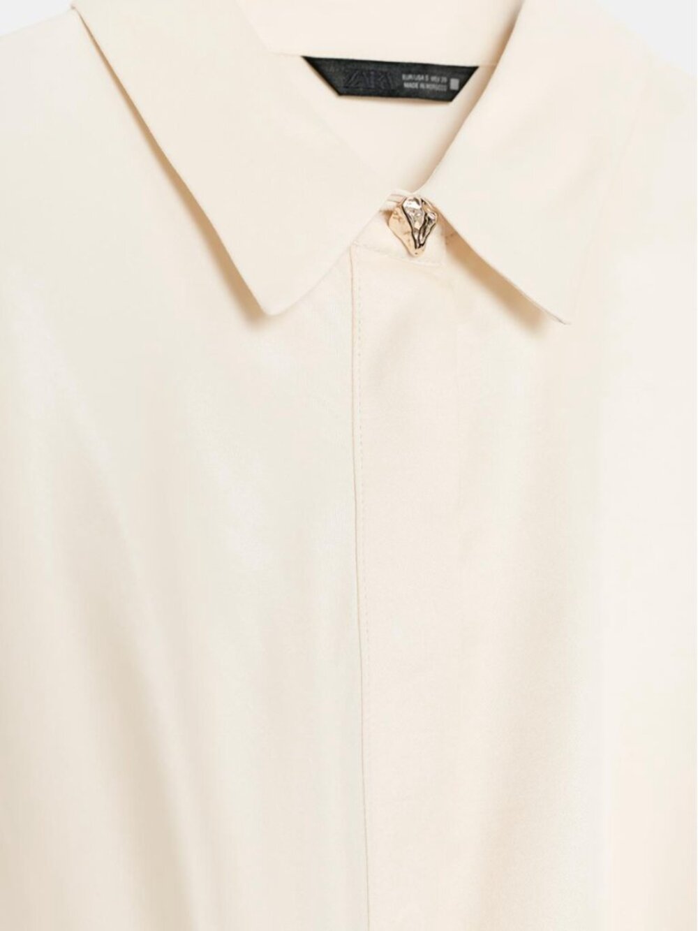 ZARA Satin Crossover Shirt - Ecru / Size S NWT - Picture 8 of 14
